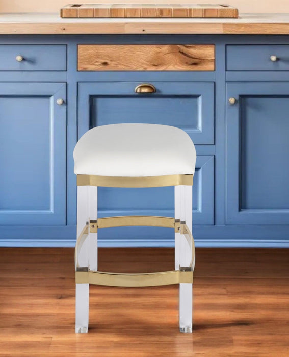 Acrylic Backless Counter Height Bar Chair - White / Clear