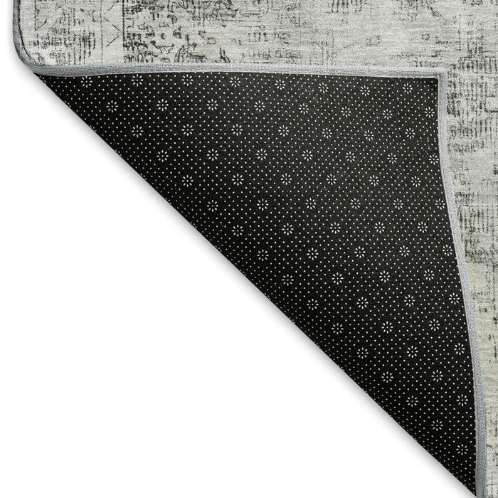 10' X 14' Oriental Washable Area Rug With UV Protection (691986) - Charcoal / Silver
