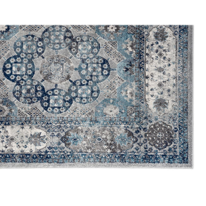 9' x 12' Medallion Power Loom Area Rug - Blue And Gray
