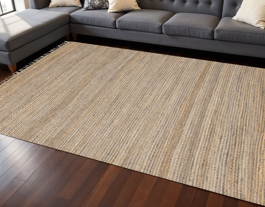 8' X 11' Jute Abstract Hand Woven Area Rug (660116) - Taupe / Brown