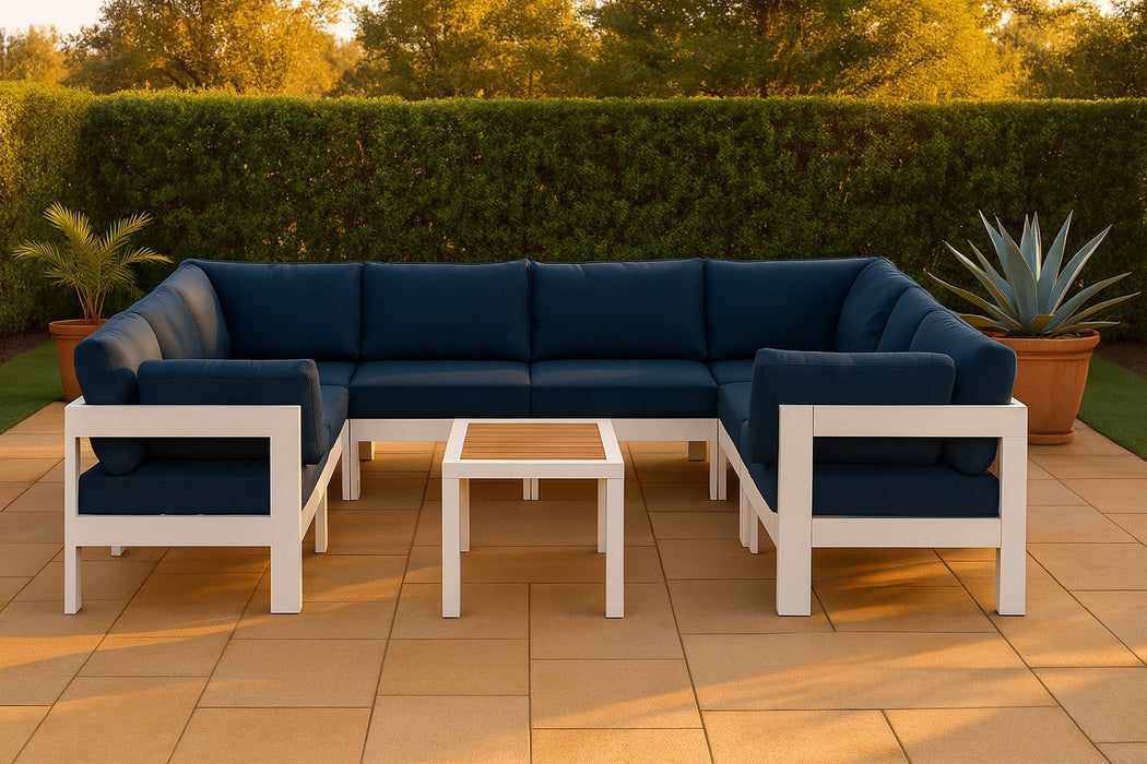 Nizuc - Outdoor Patio 8 Piece Modular Sectional With White Frame