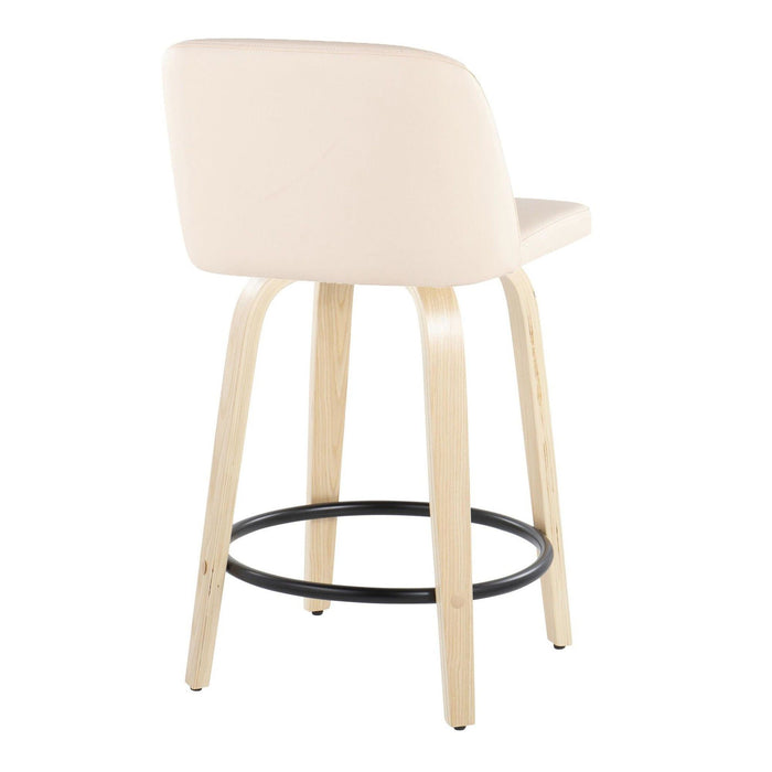 Toriano - 24" Fixed-Height Counter Stool (Set of 2) - Cream, Black And Natural