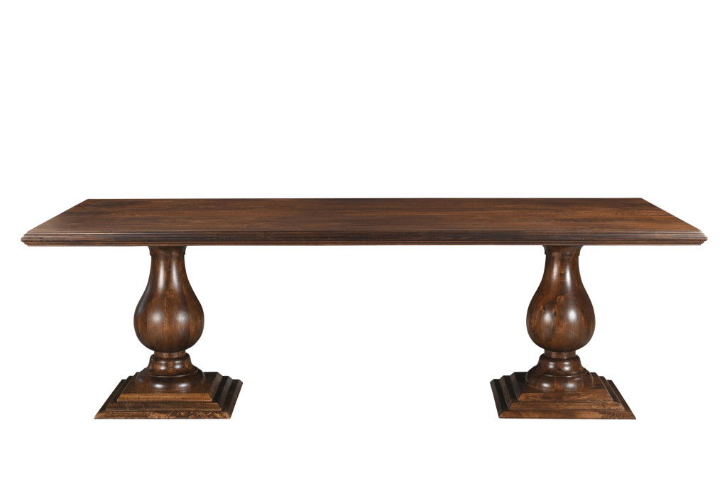 96" Wood Double Pedestal Base Dining Table - Dark Brown