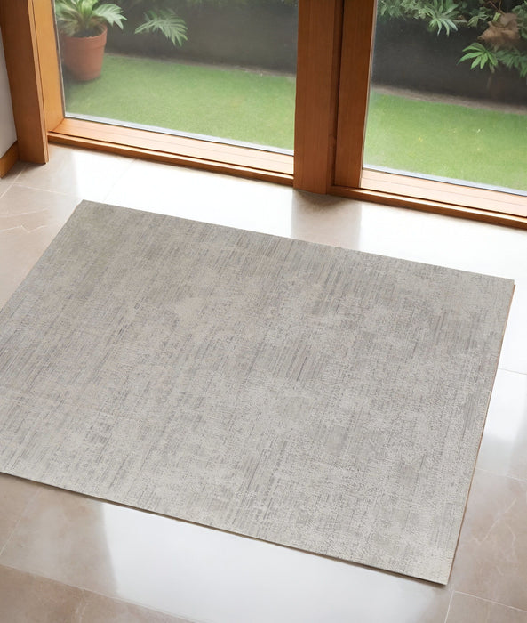 3' x 5' Abstract Hand Woven Worn Faded Area Rug - Ivory