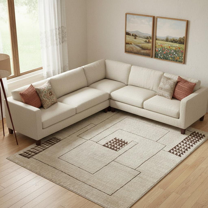 8' X 10' Wool Abstract Hand Knotted Area Rug (617263) - Ivory / Brown
