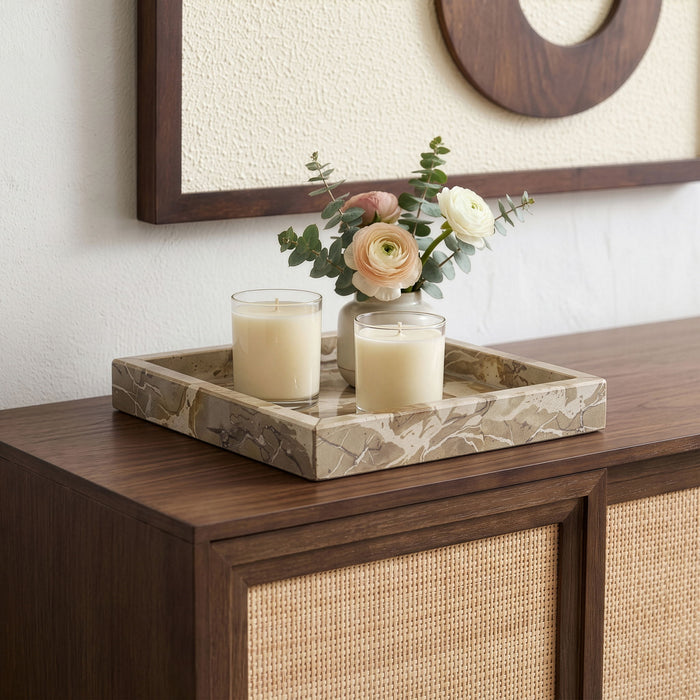Elegant Michael marble tray by Meridian Furniture with a smooth, polished surface and rectangular shape for stylish home organization