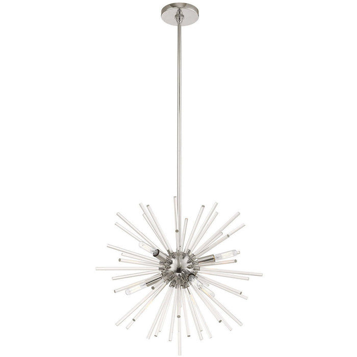 25" Six Light Dimmable Chandelier With Shades - Silver