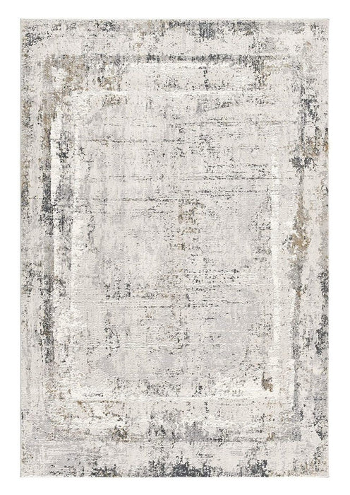 7.8' x 10.8' Abstract Power Loom Area Rug - Ivory And Gray