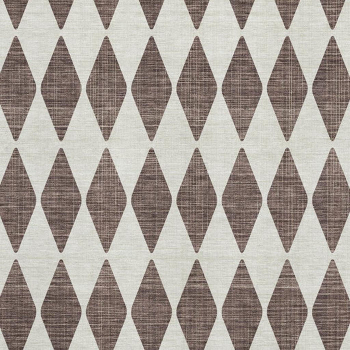 8' X 10' Diamond Washable Area Rug With UV Protection (650036) - Brown / Ivory