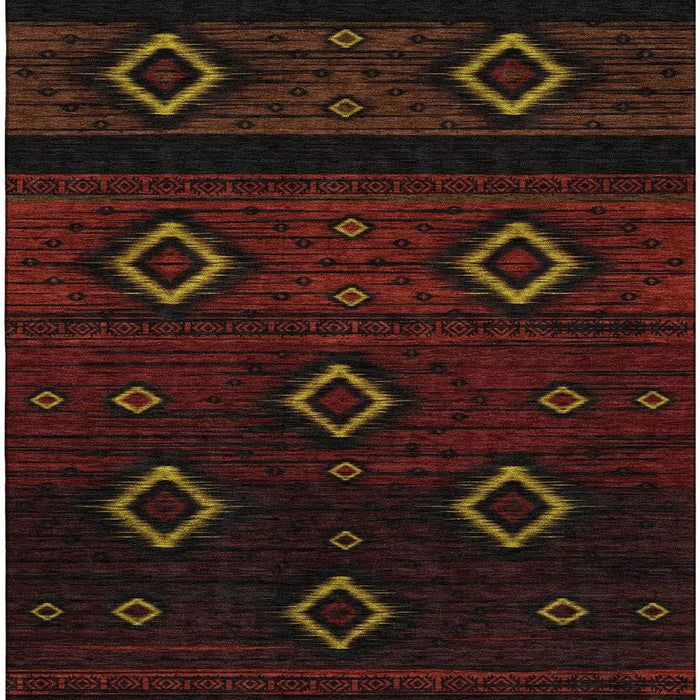10' X 14' Tribal Washable Area Rug With UV Protection (708922) - Red / Black / Gold