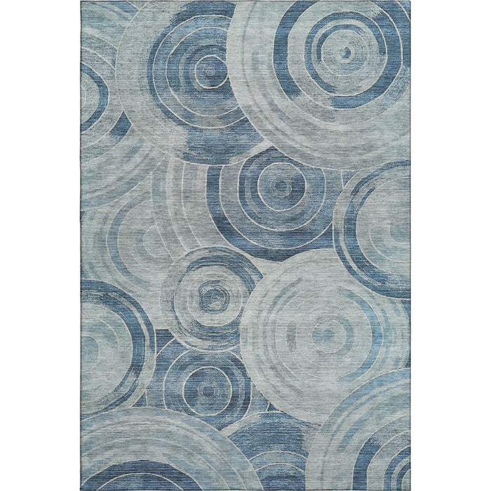 10' X 14' Geometric Washable Area Rug With UV Protection (700077) - Blue / Gray