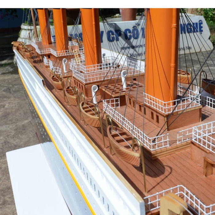 Hand Painted Model Boat (624250) - Light Brown / White