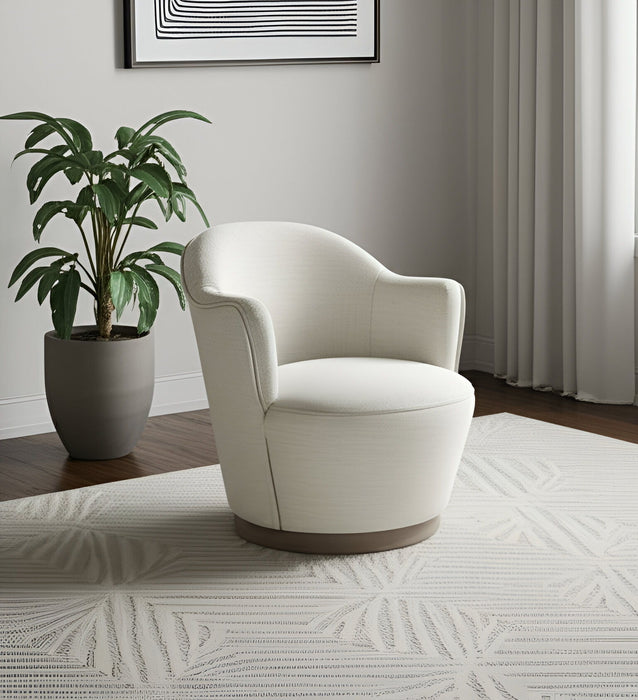 27" Contemporary Fabric Swivel Barrel Chair - Cream