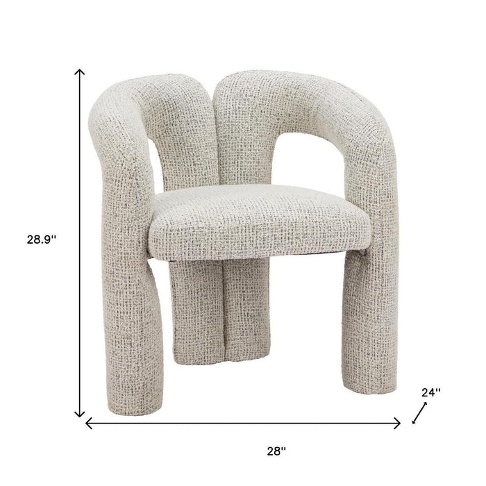 Upholstered Fabric Solid Wood Open Back Dining Arm Chair - Gray