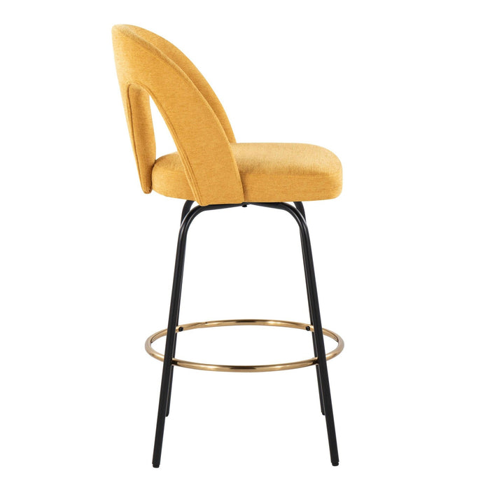 Ava - Upholstered Fixed-Height Barstool (Set of 2) - Black Base