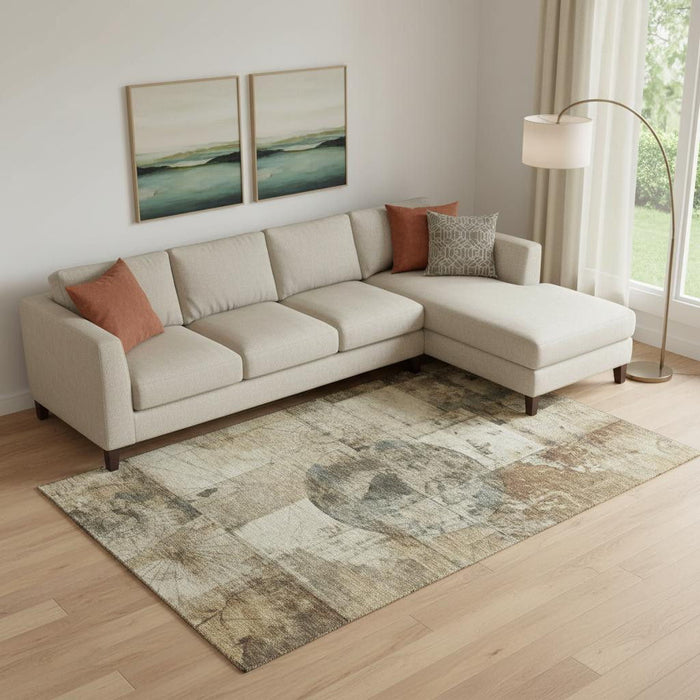 10' X 14' Geometric Washable Area Rug With UV Protection (707677) - Taupe / Gray / Beige