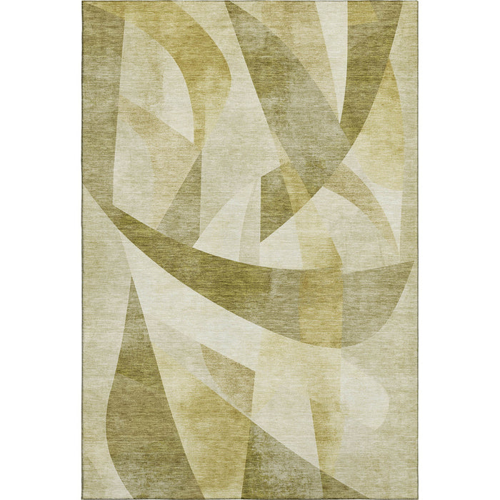 10' X 14' Abstract Geometric Washable Area Rug With UV Protection (705251) - Green / Beige / Ivory