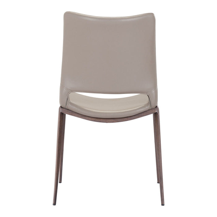 Upholstered Faux Leather Dining Side Chairs (Set of 2) - Gray / Espresso