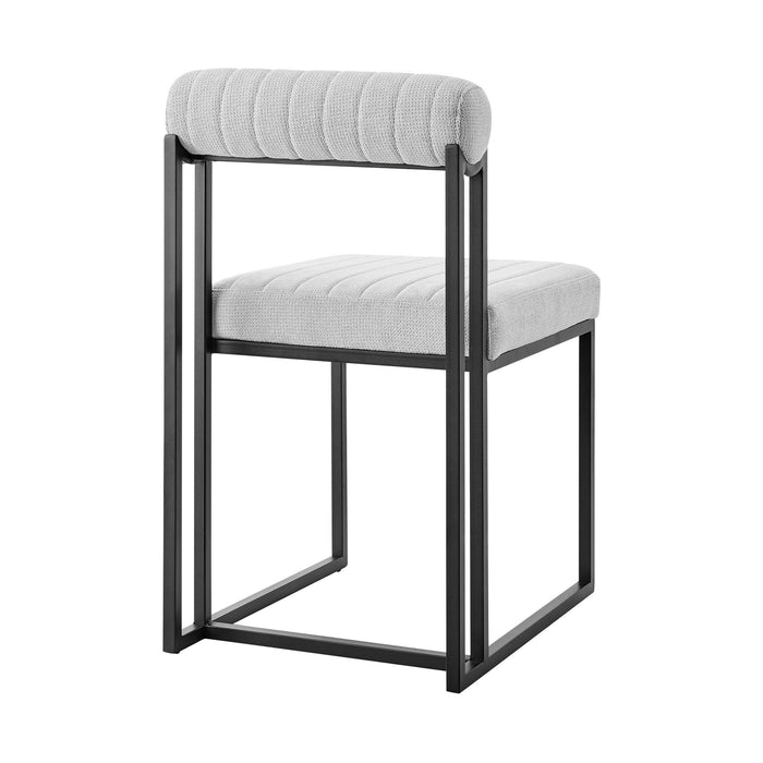 Upholstered Polyester Open Back Dining Side Chairs (Set of 2) - Pearl Silver
