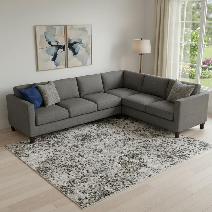 10' X 14' Abstract Washable Area Rug With UV Protection (705653) - Yellow / Ivory