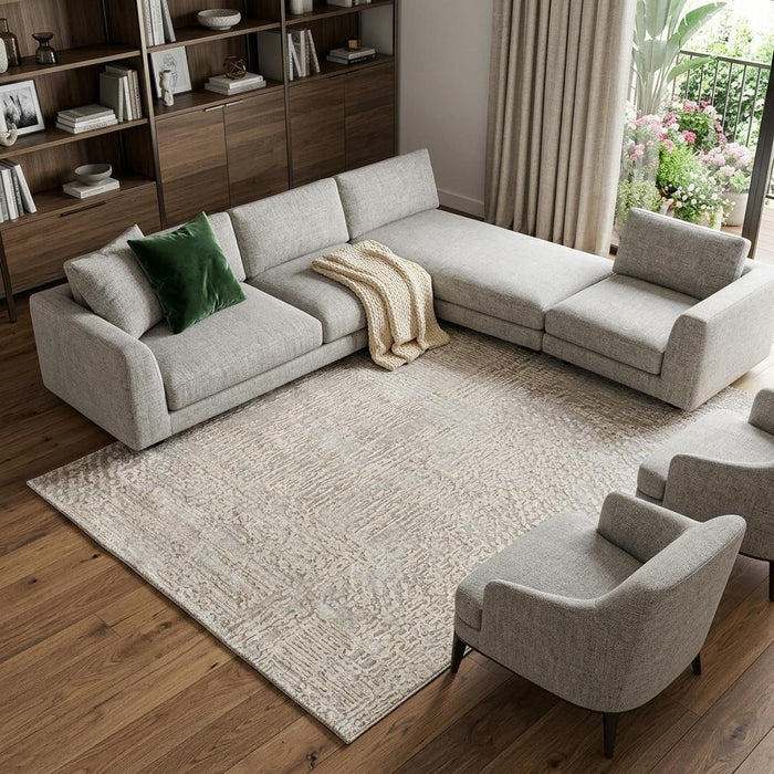 10' X 14' Abstract Hand Woven Area Rug (744444) - Gray / Ivory