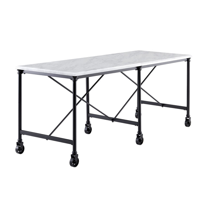 70" Rolling Kitchen Island and - Black / White