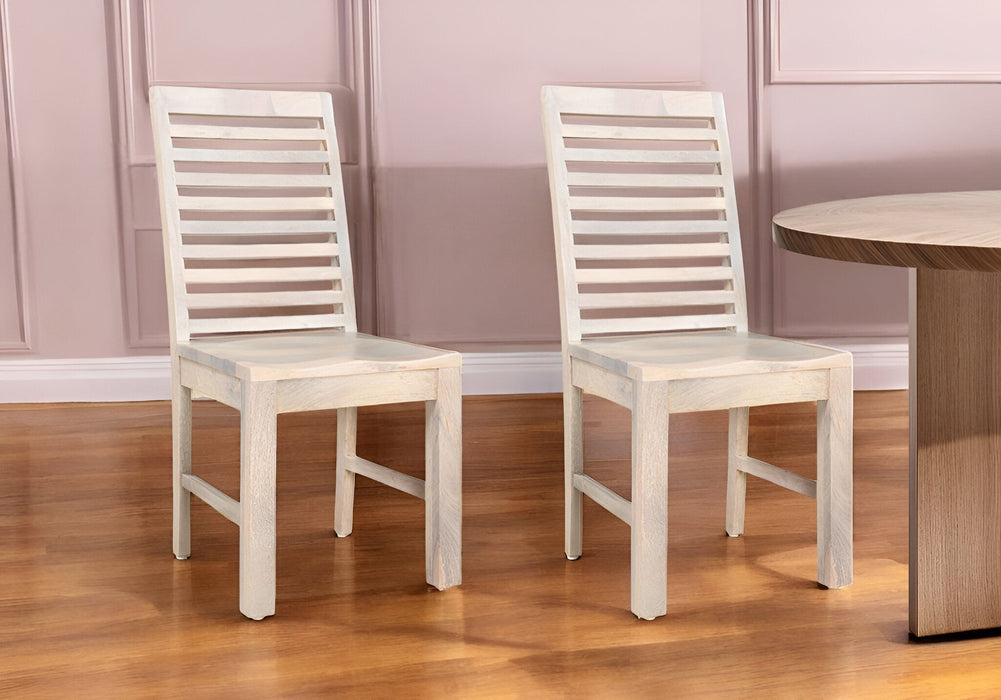 Wood Ladder Back Dining Side Chairs (Set of 2) - White