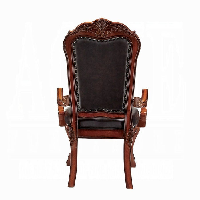 Upholstered Faux Leather Queen Anne Back Dining Arm Chairs (Set of 2) - Brown