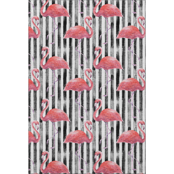 3' X 5' Geometric Washable Area Rug With UV Protection (646356) - Pink / Black / White
