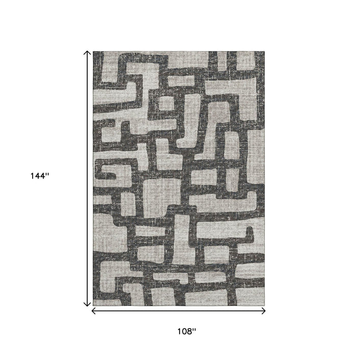 9' X 12' Abstract Washable Area Rug With UV Protection (644843) - Gray / Ivory