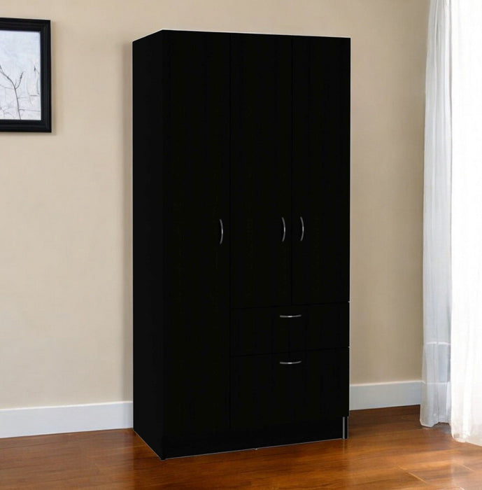 Three Door Armoire - Black / White