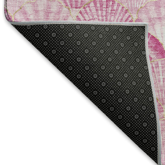 8' X 10' Geometric Washable Area Rug With UV Protection (645718) - Pink / Ivory