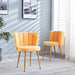 Set of 2 Giga modern dining chairs with wood-colored iron tube legs, shorthair cushions, and supportive backrests.