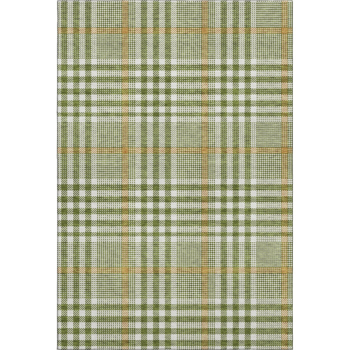 10' X 14' Plaid Washable Area Rug With UV Protection (682649) - Olive Green / Ivory / Gold