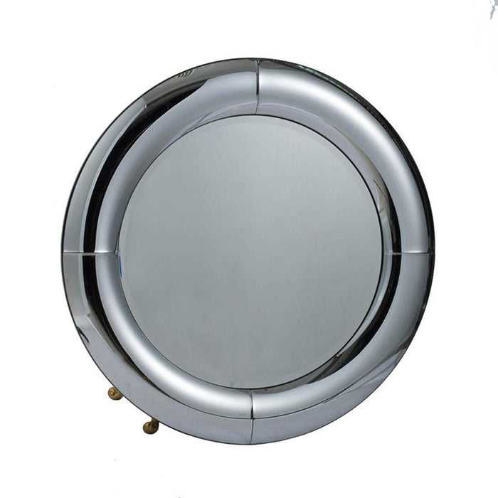 32" Round Curved Frame Accent Mirror - Silver