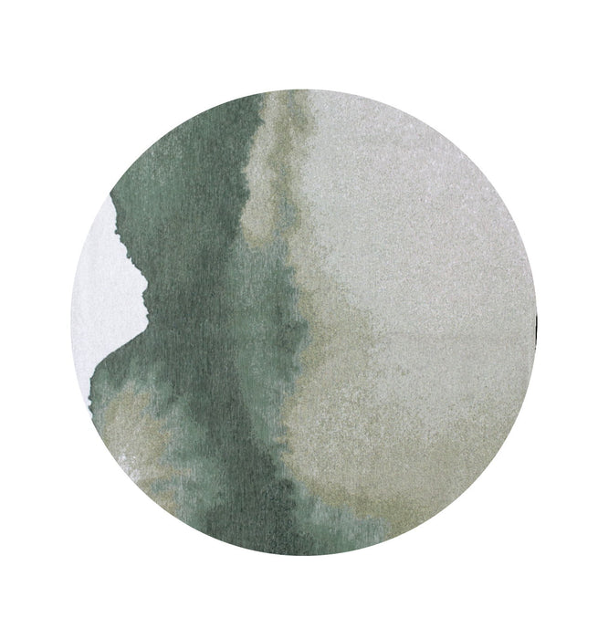 8' Round Abstract Non Skid Area Rug - Gray And Green