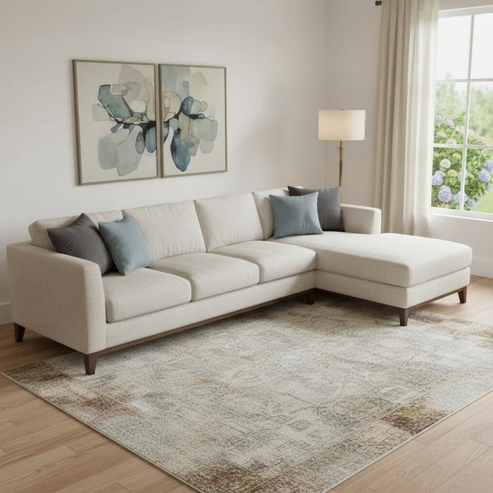 10' X 14' Geometric Washable Area Rug With UV Protection (709462) - Brown / Ivory / Gray