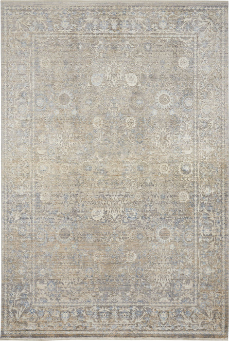 4' X 6' Floral Area Rug With Fringe (556374) - Ivory / Blue / Tan