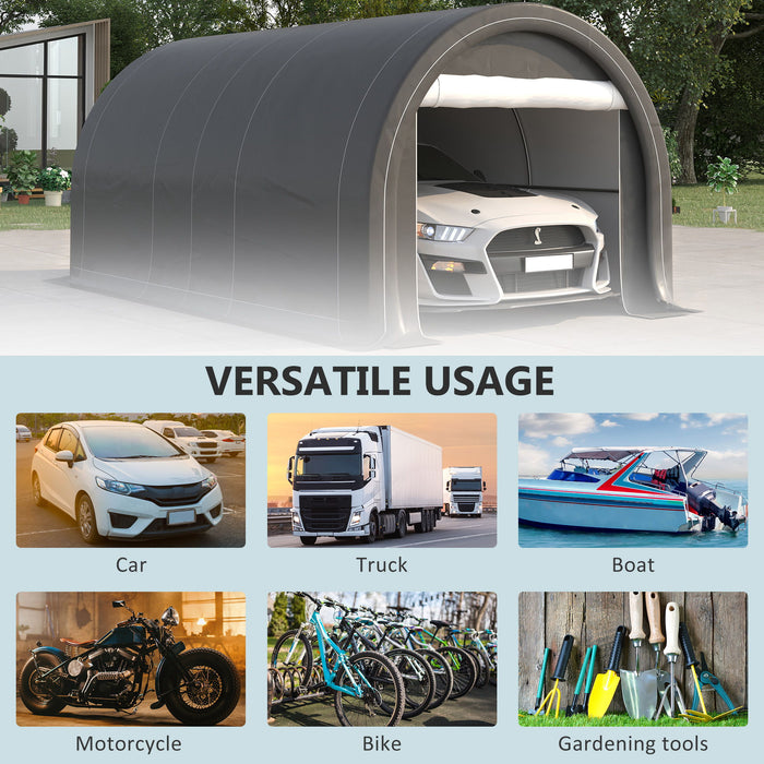 Giga Outsunny 10x16 ft heavy-duty portable carport with UV-resistant canopy, large zippered door, suitable for cars, boats, and outdoor storage