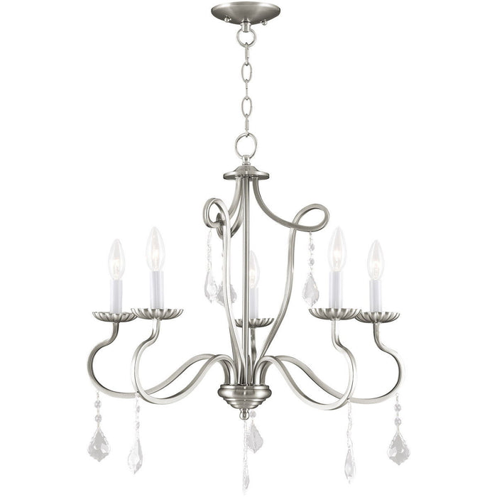 Five-Light Dimmable Chandelier With Shades - Nickel