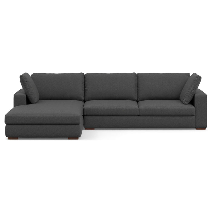 122" Fabric Sofa With Brown Legs - Gray