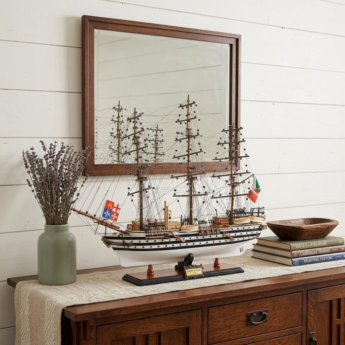 Hand Painted Model Boat (624660) - White / Dark Brown