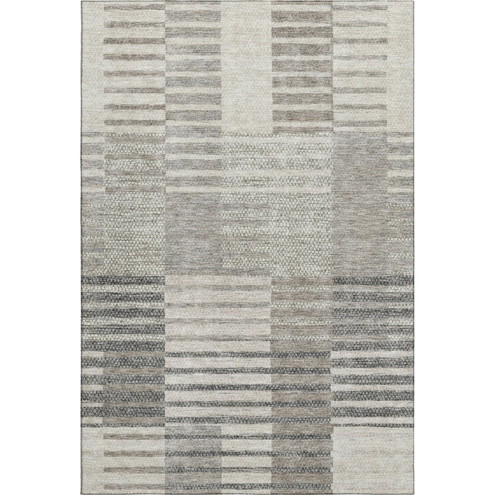 10' X 14' Striped Washable Area Rug With UV Protection (675654) - Beige / Ivory / Gray