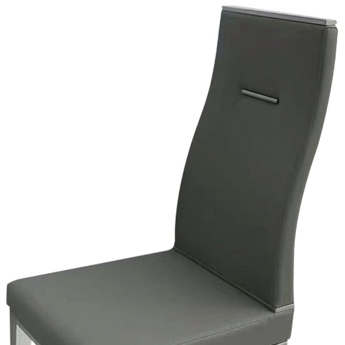 Dining Side Chairs Upholstered Faux Leather (Set of 4) - Gray / Silver