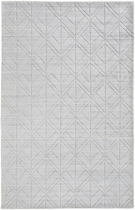 9' x 12' Striped Hand Woven Area Rug - White And Silver