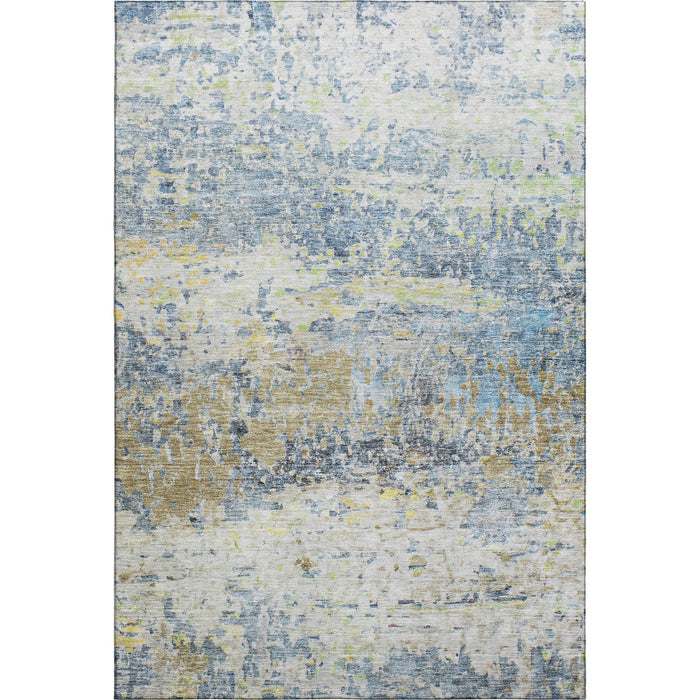 10' X 14' Abstract Washable Area Rug With UV Protection (685415) - Blue / Gold / Beige