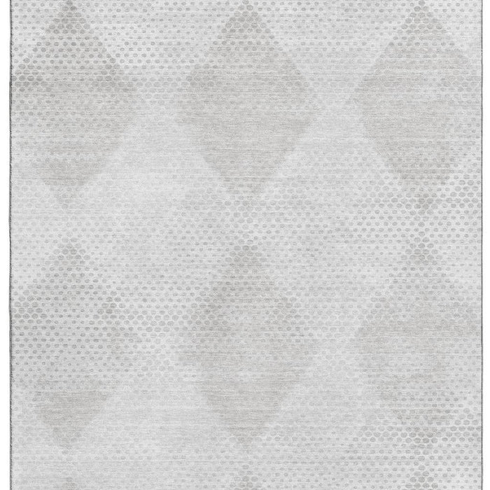 10' X 14' Geometric Washable Area Rug With UV Protection (648196) - Ivory / Silver