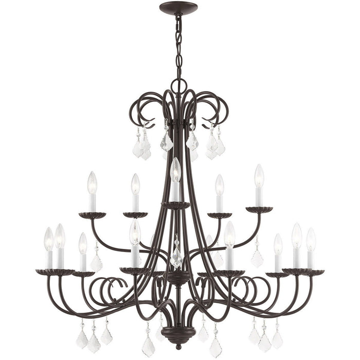 34" Multi Light Dimmable Chandelier With Shades - Bronze