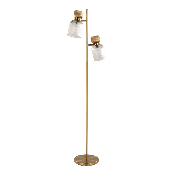 Marcel - 62" Floor Lamp - Gold Metal And Smokey Glass