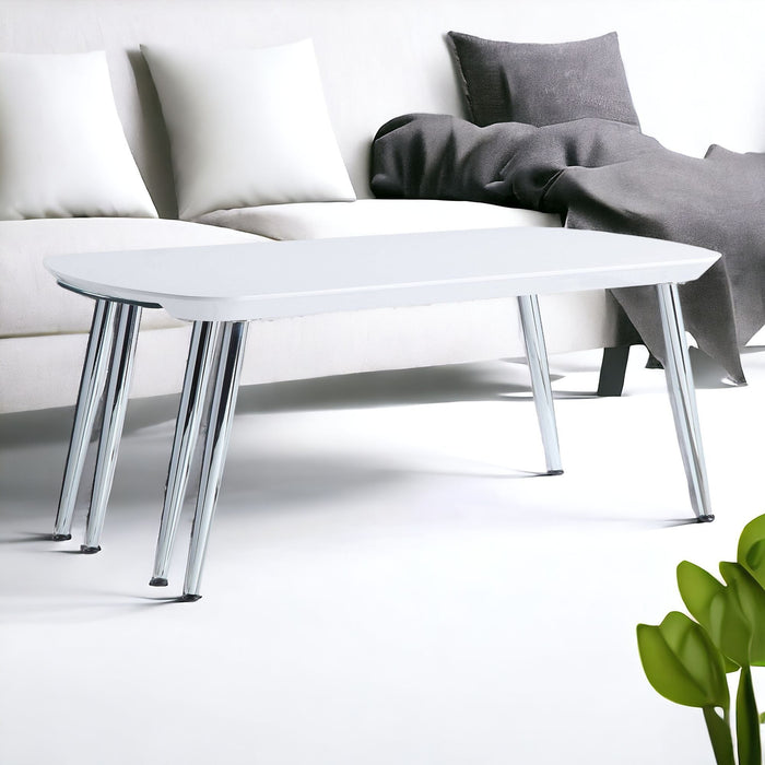 Clear And Silver Wood And Glass Extendable Coffee Table - White